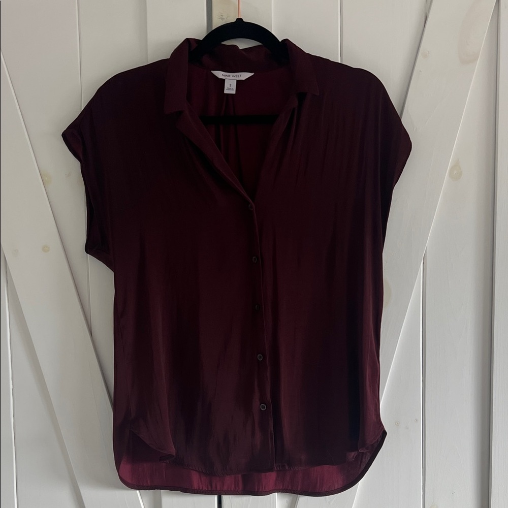 Nine West Burgundy Button-Down Shirt